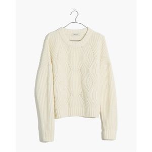 NWT Madewell Everett Rib-Play Pullover Sweater in Antique Cream